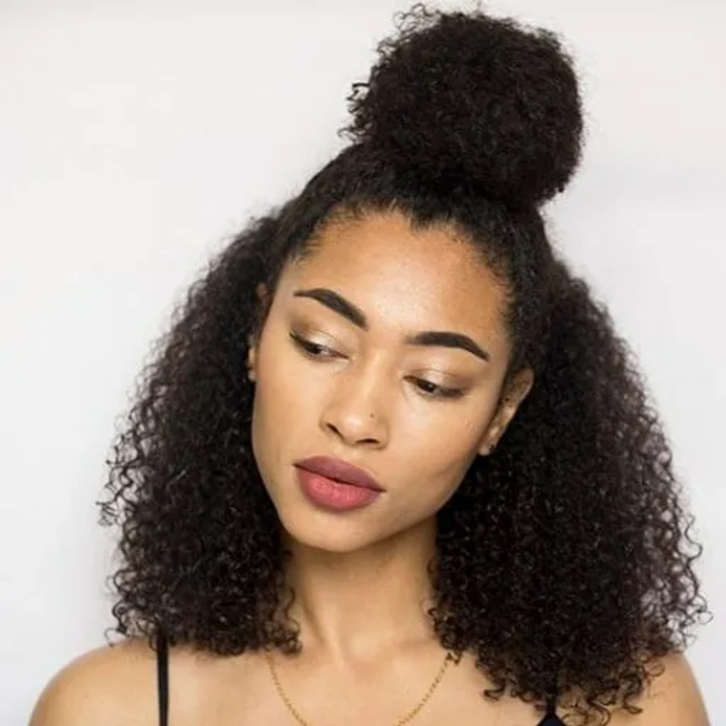 Half up half down hairstyle for curly hair