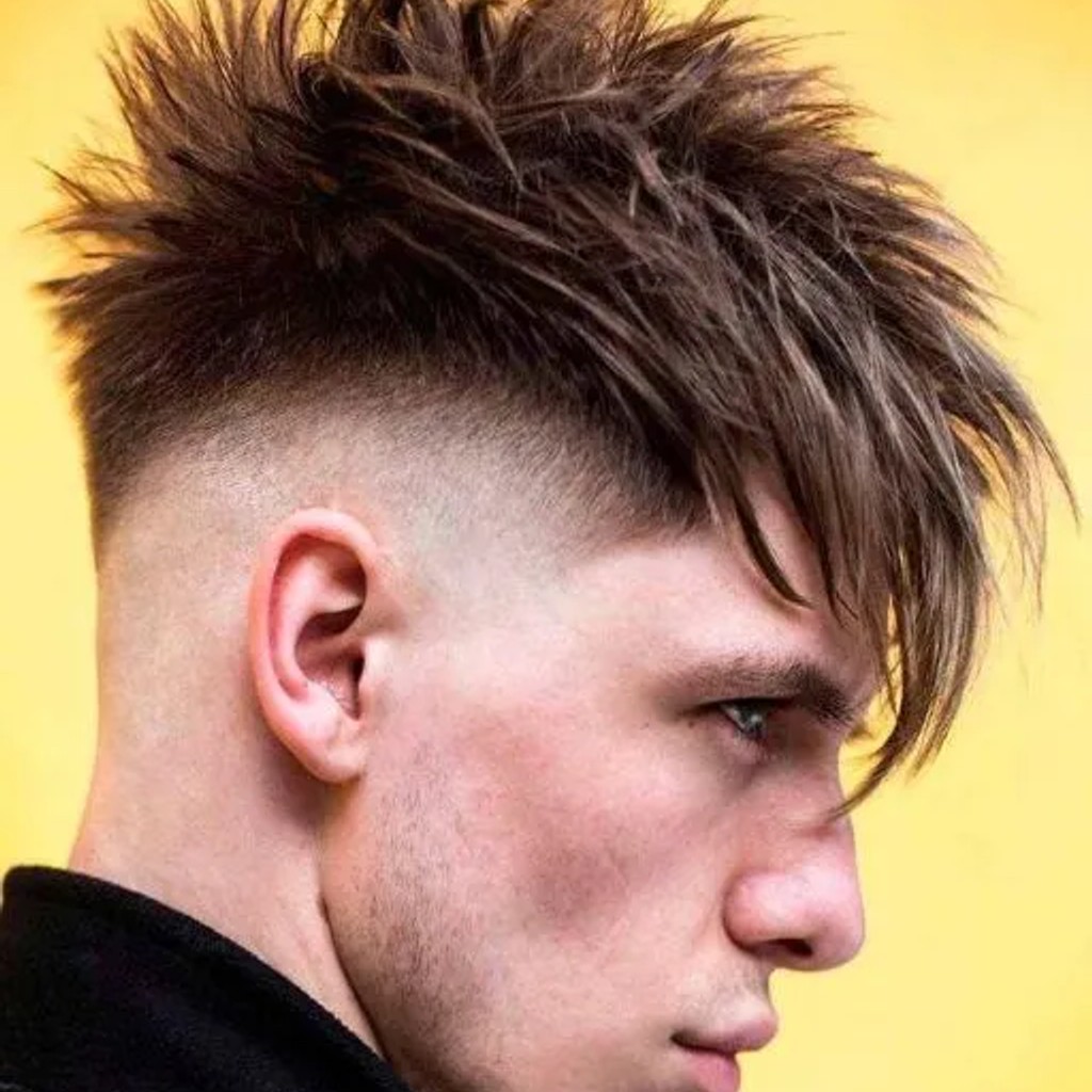 Man with spiky hair in futuristic city on Craiyon