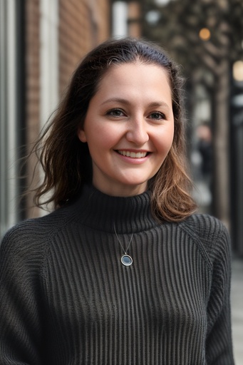 Woman with necklace poses for LinkedIn headshot