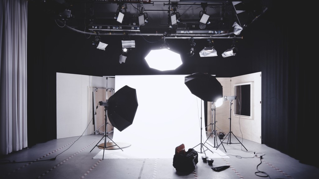 A traditional headshot photography studio