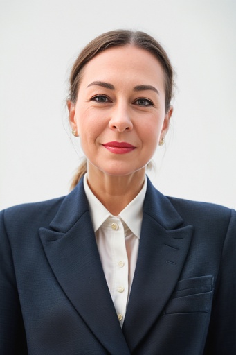 Corporate woman poses for headshot