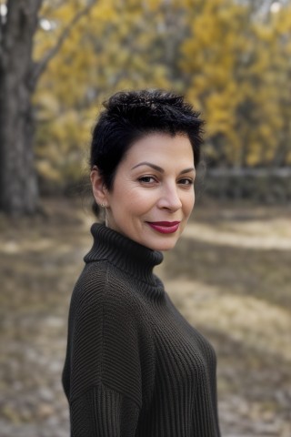 Woman posing for an outdoor headshot photo