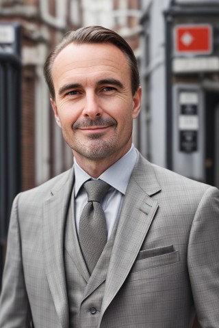 Man wearing a three-piece suit poses for a headshot photo