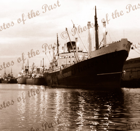 Evening reflections, shipping, Pt Adelaide c1950s