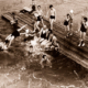Swimming fun in the Port River, SA. South Australia. c1940s