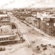 View down Commercial Rd. Exchange Hotel. Port Adelaide, SA. South Australia. 1949