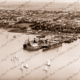 Aerial view across Yarra Pier to Geelong township, Vic. Victoria 1930s ships