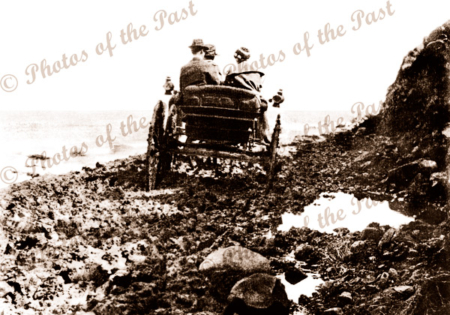 Horse & buggy on construction work, Great Ocean Rd, Vic. Victoria. 1920s