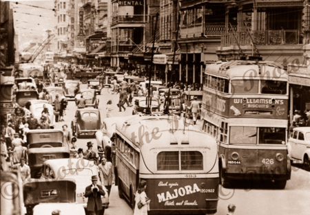 Rundle St. Adelaide, SA. c1940s. South Australia. Cars, bus,