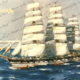Wool clipper MOUNT STEWART, painting by J. Spurling. biult 1891. Shipping