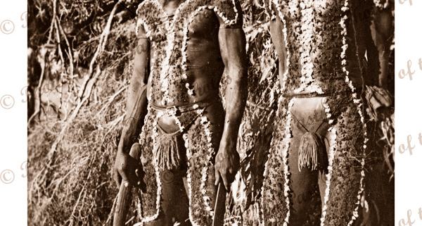 Two Aborigines in traditional dres. Tennant Creek NT. Boomerang. Northern Territory. c1950