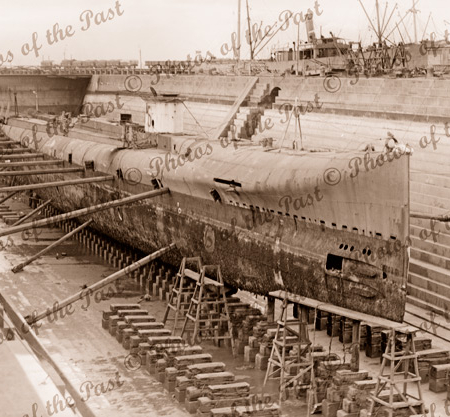 Australian submarine J5 in Drydock, Williamstown, Victoria.