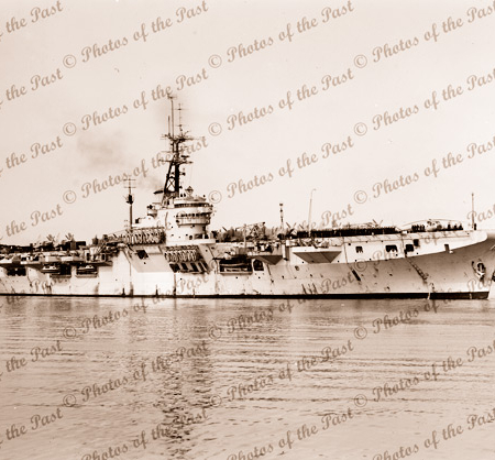 HMAS VENGEANCE at Melbourne, Victoria. 1953. Aircraft Carrier