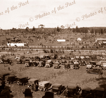 Oakbank Race Meeting, SA. South Australia. c1926. Horse racing. Cars