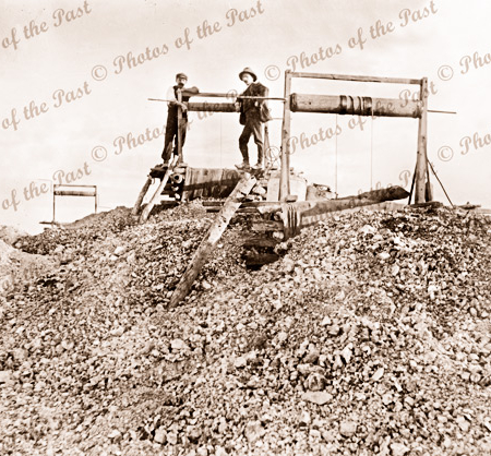 Windlasses at White Cliff opal mines. NSW. 1907. New South Wales