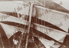 Barque MOSHULU Foresail bunted and with lower & upper topsails set.1936