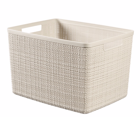 Jute Opbergbox Wit Large 20L 36,2X28.2 H23Cm Rechthoek Offwhite