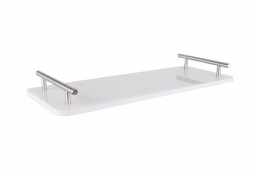 Marble Tray With Handle Silver40X14Xh4.9Cm