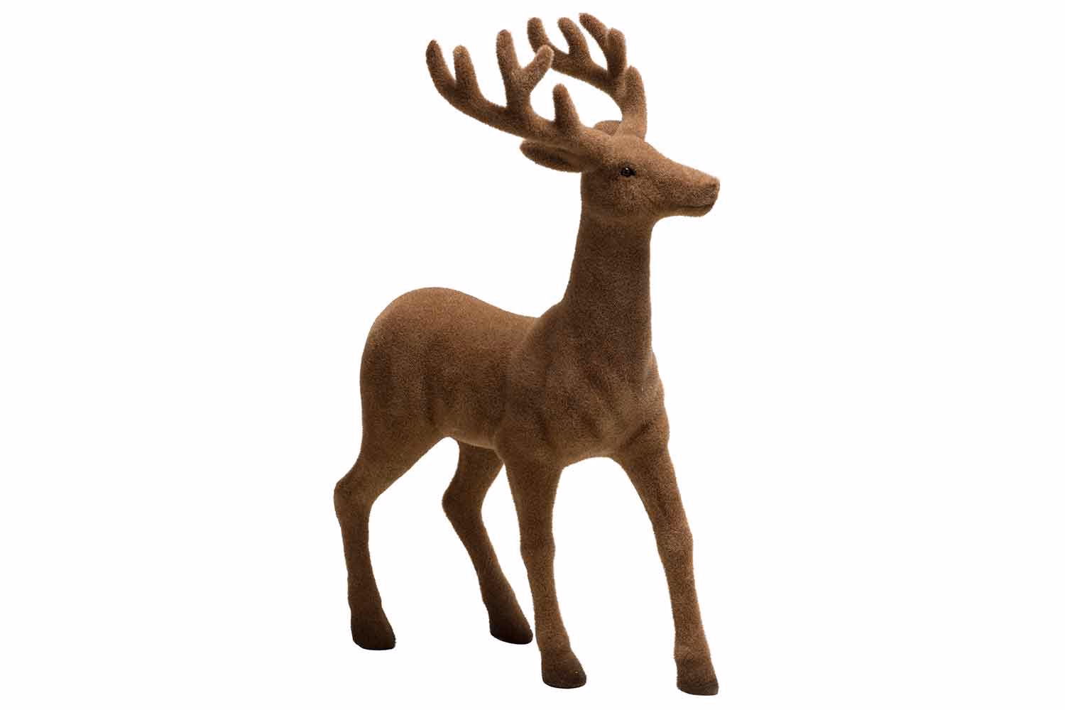 Hert Flocked Bruin 30X15Xh45Cm Kunststof