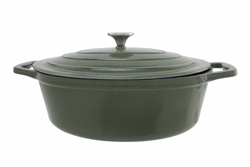 Castard Cooking Pot Shiny Green5,1L33X25Xh11Cm Oval Cast Iron
