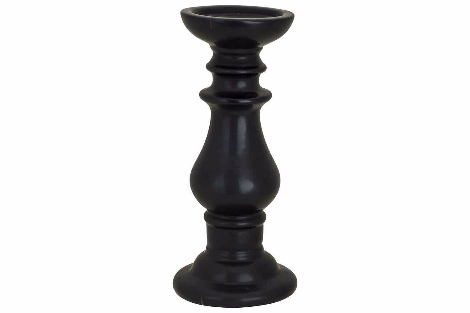 Leuchter Schwarz 12,8X12,8Xh33,5Cm Rundkeramik