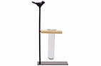 Houder Bird 1X Glass Tube 3,5X12Cm Zwart 14,5X7Xh24,5Cm Langwerpig Metaal