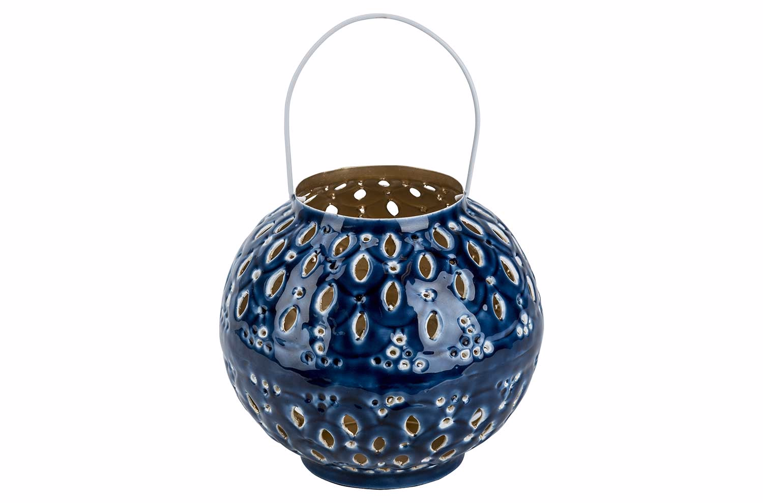 Laterne Email Blau 18X18Xh20Cm Metall