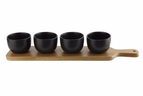 Apero Board With 4 Cups Ceramic8X42Xh6,5Cm (Cup D8Xh5.5Cm)