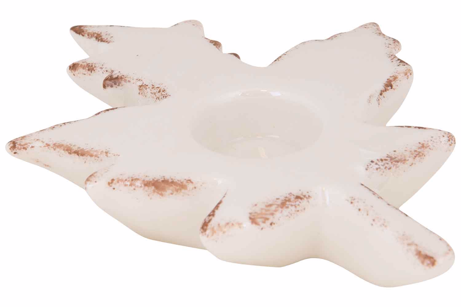 Tealight Holder Leaf Antique Look Cream19,7X3Xh15,1Cm Ceramic