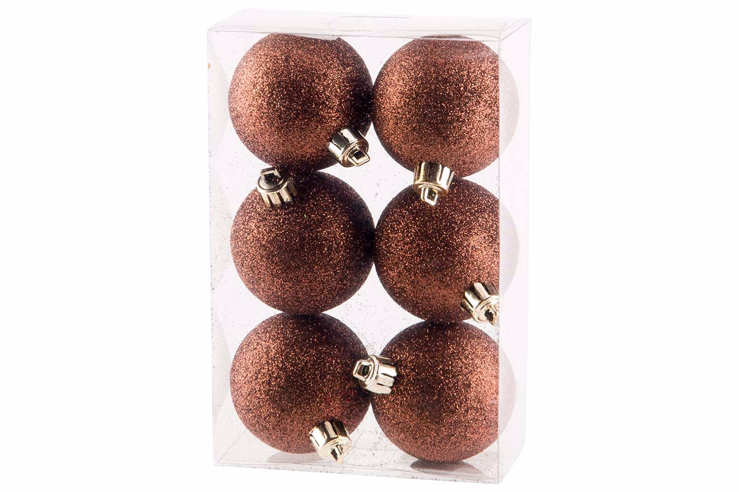 Weihnachtskugel Set6 Glitter Braun D6Cmkunststoff