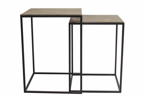 Bijzettafel Set2 Brushed Goud 48X48Xh53C M Kubus Aluminium 36X36X48Cm