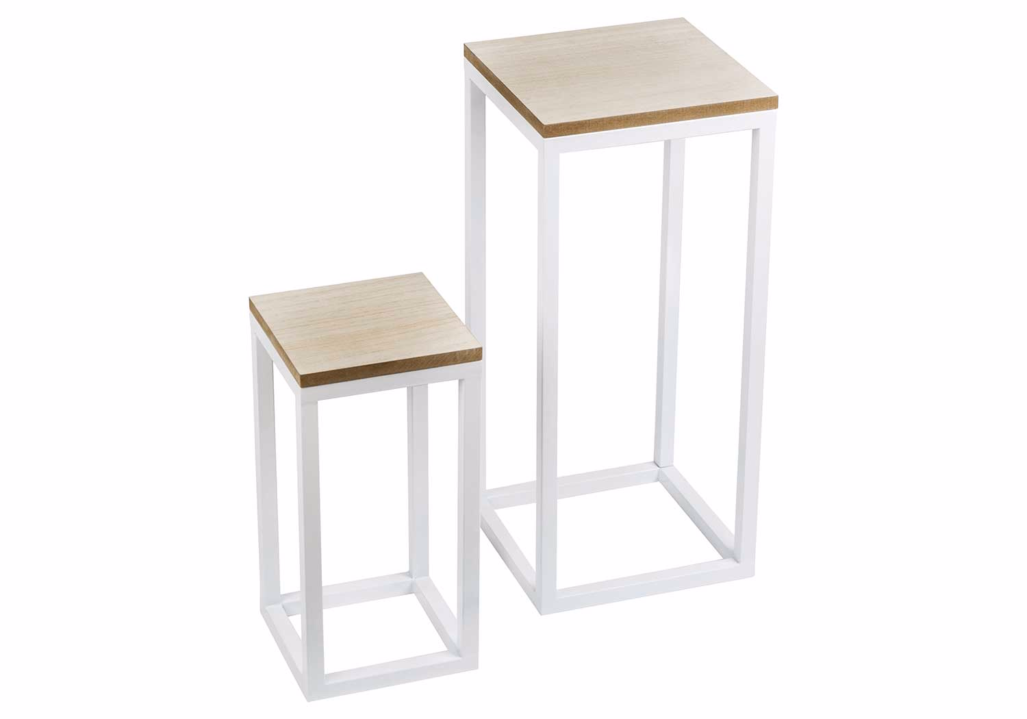 Tafel Set2 Wit Vierkant Metaal 20X20Xh42 Cm - 27X27Xh61.5Cm