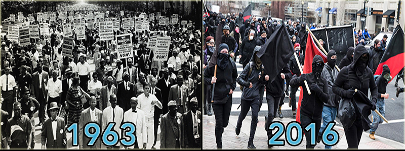 Protesters then now