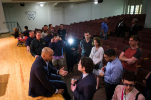 Floyd McClendon at a town hall