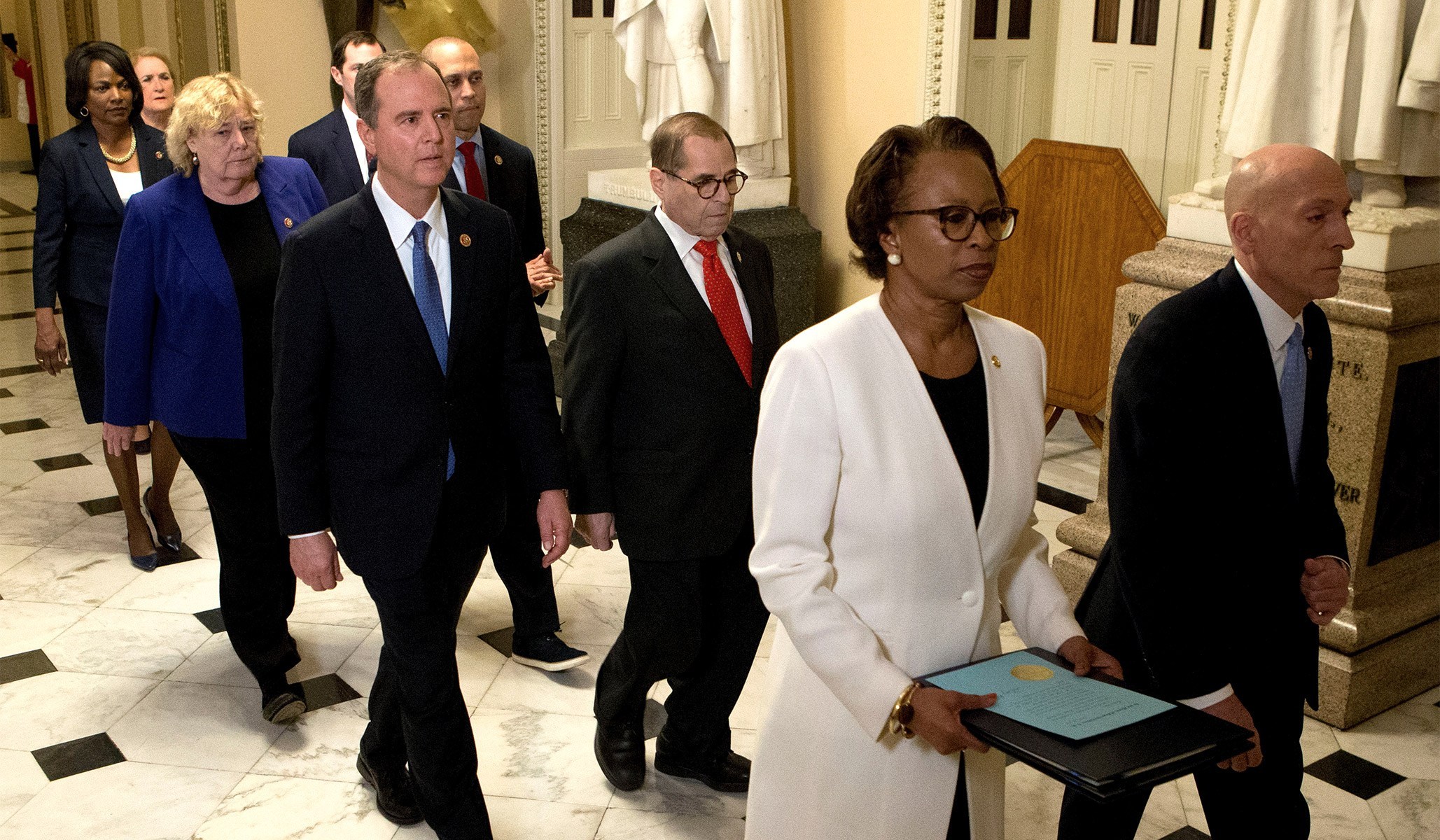 Impeachment managers walk