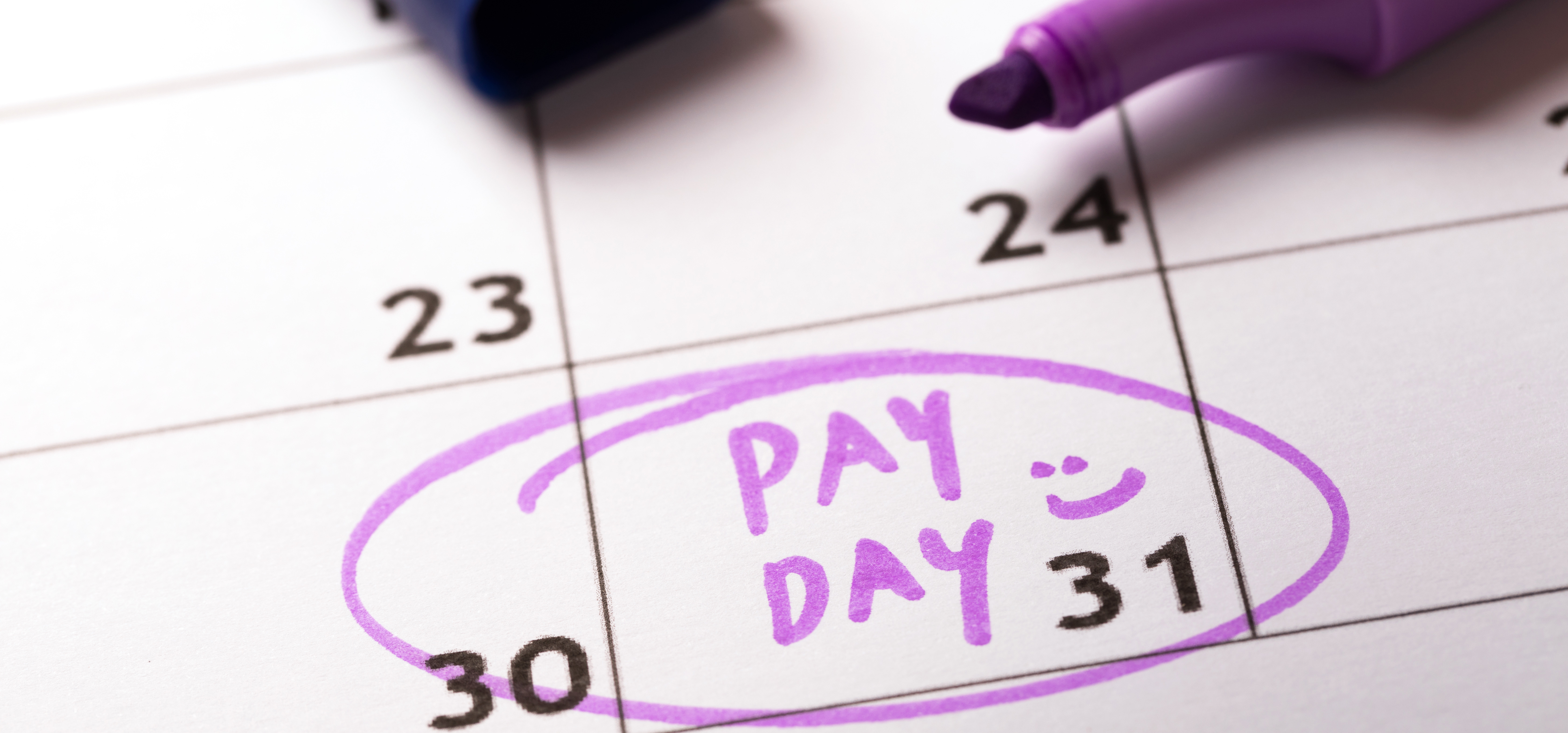 Pay day circled on calendar