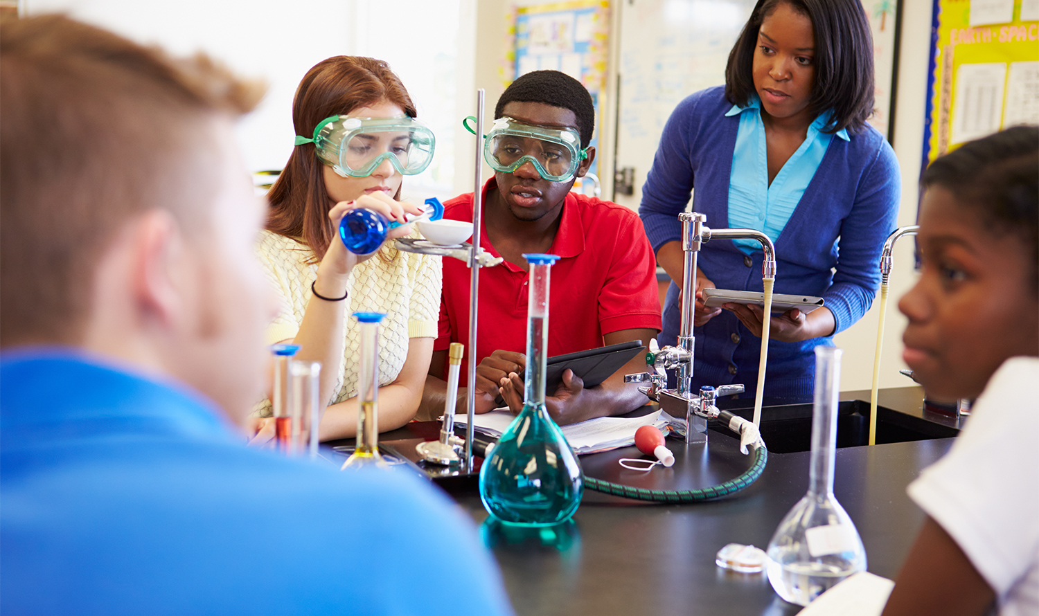Science lab students