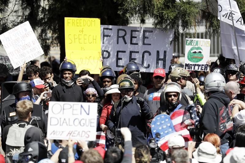 Protesters at biden rally