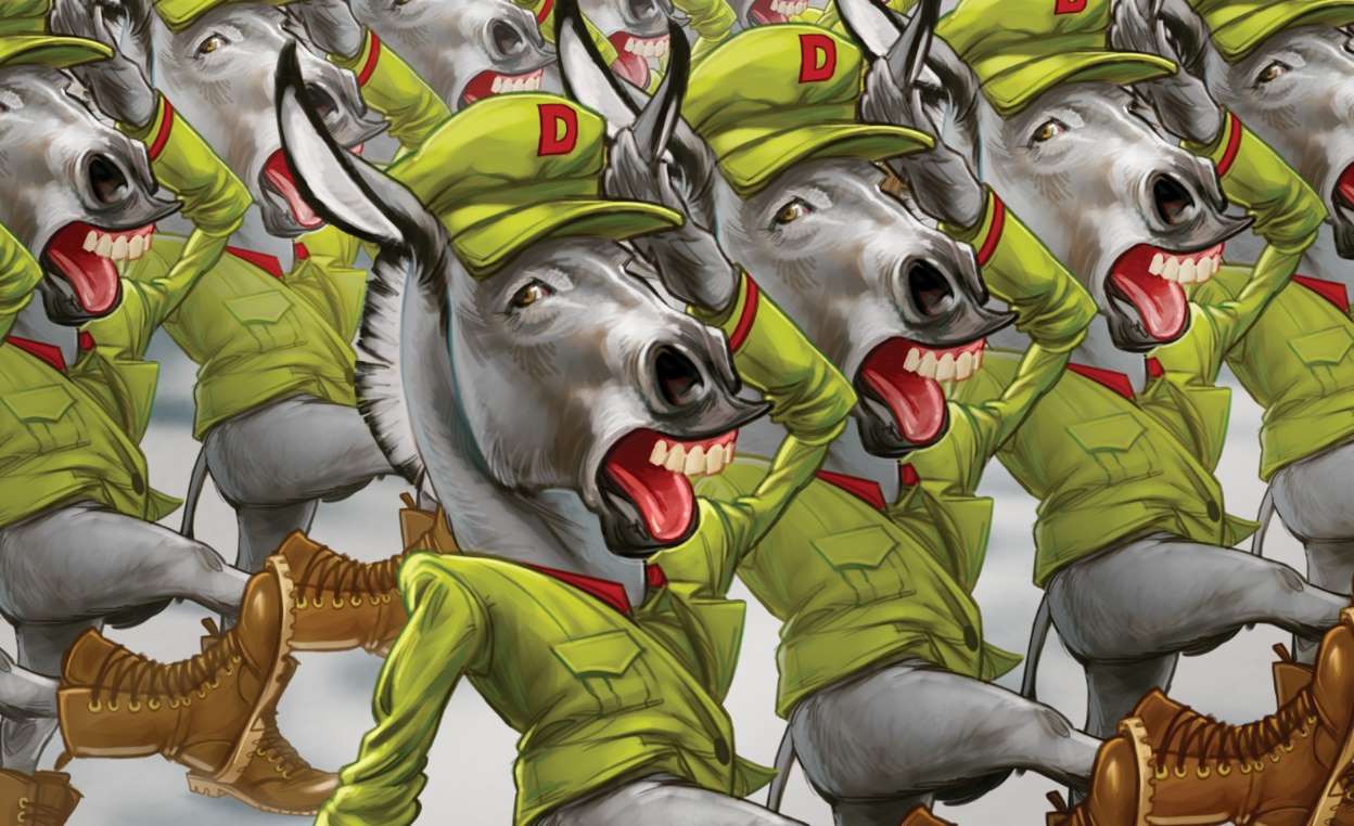 Democrat donkeys marching lockstep