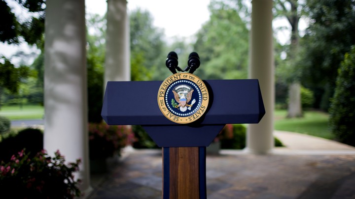 Empty presidential podium