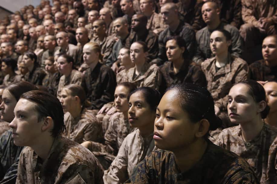 Military recruits hear instruction