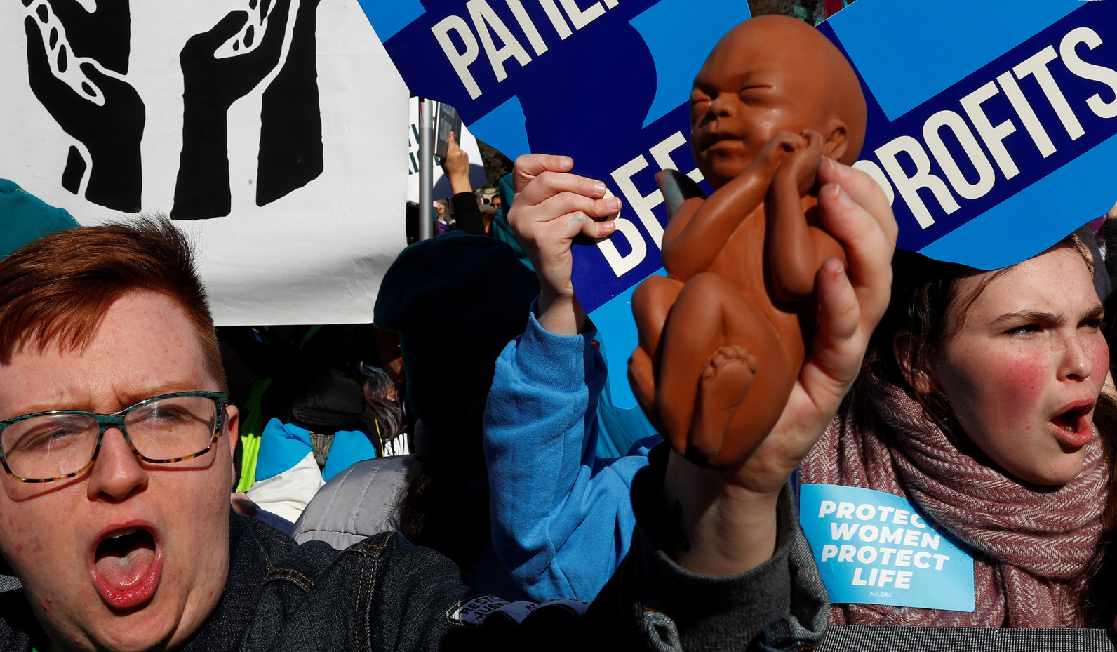 Pro life pro choice protesters