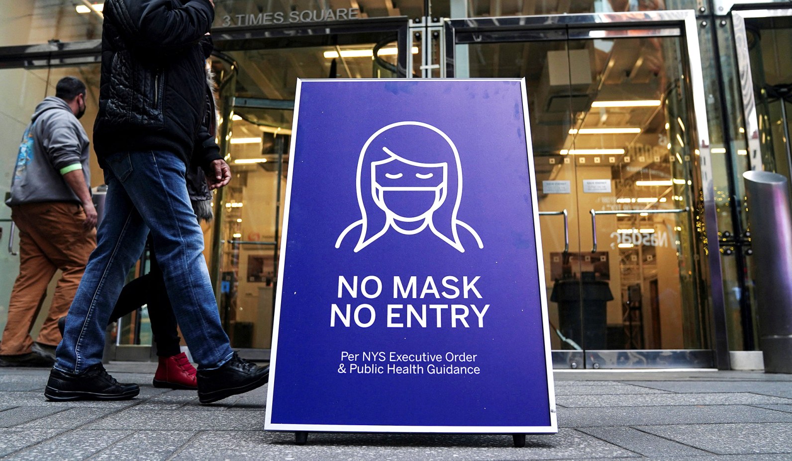 Mask required sign times square