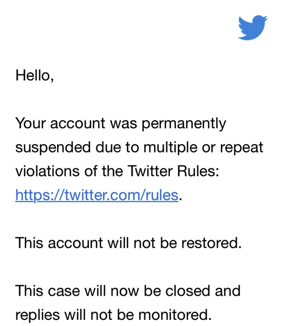 Twitter account deleted