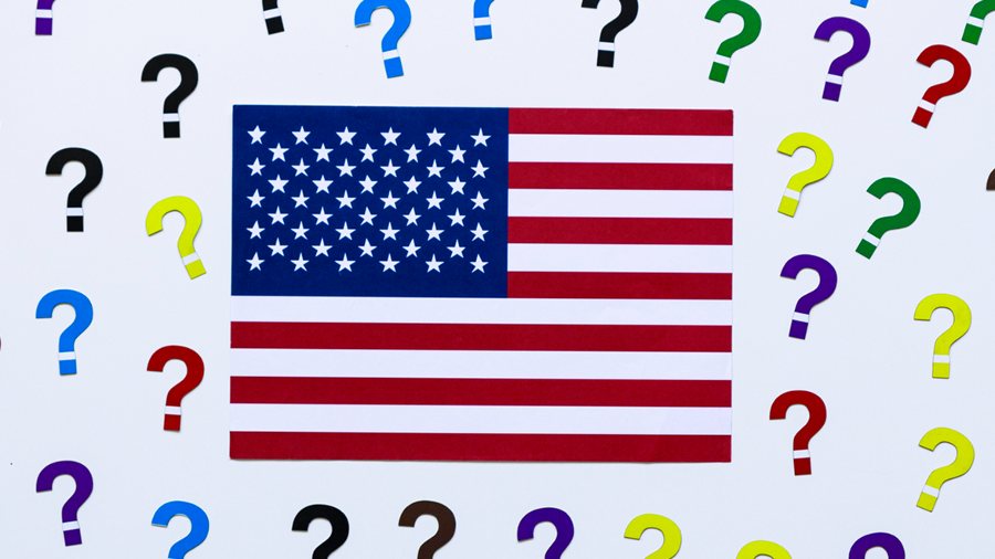 Us flag w question marks