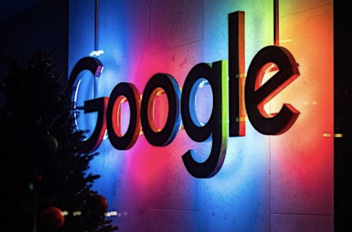 Google sign at night