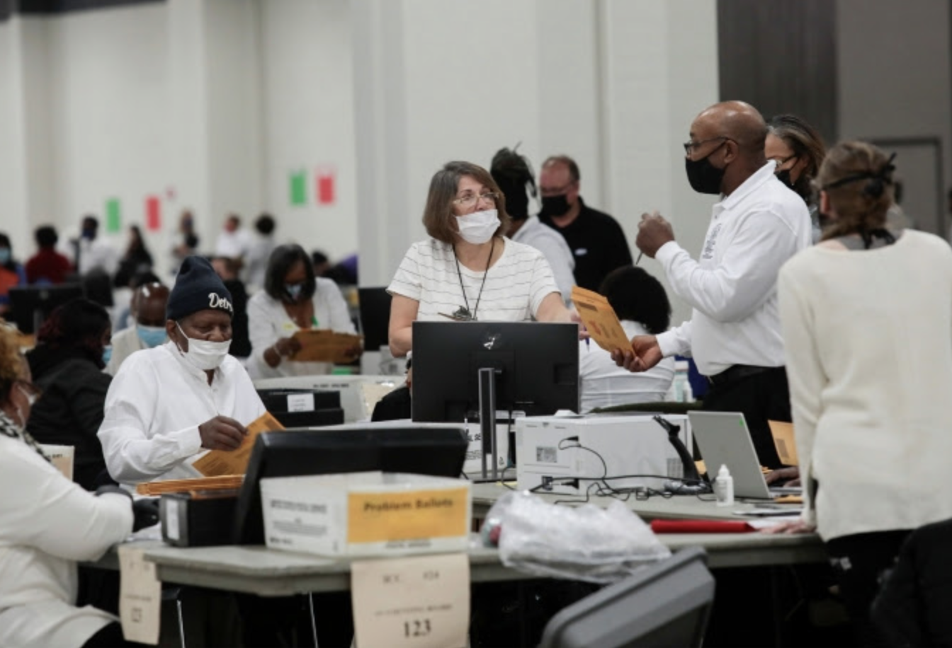 Poll workers tcf center in detroit mi