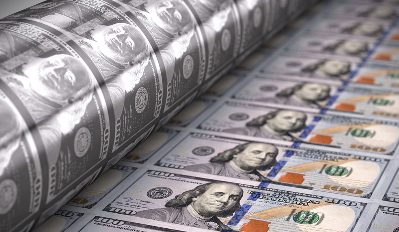 Hundred dollars on the printing rollers