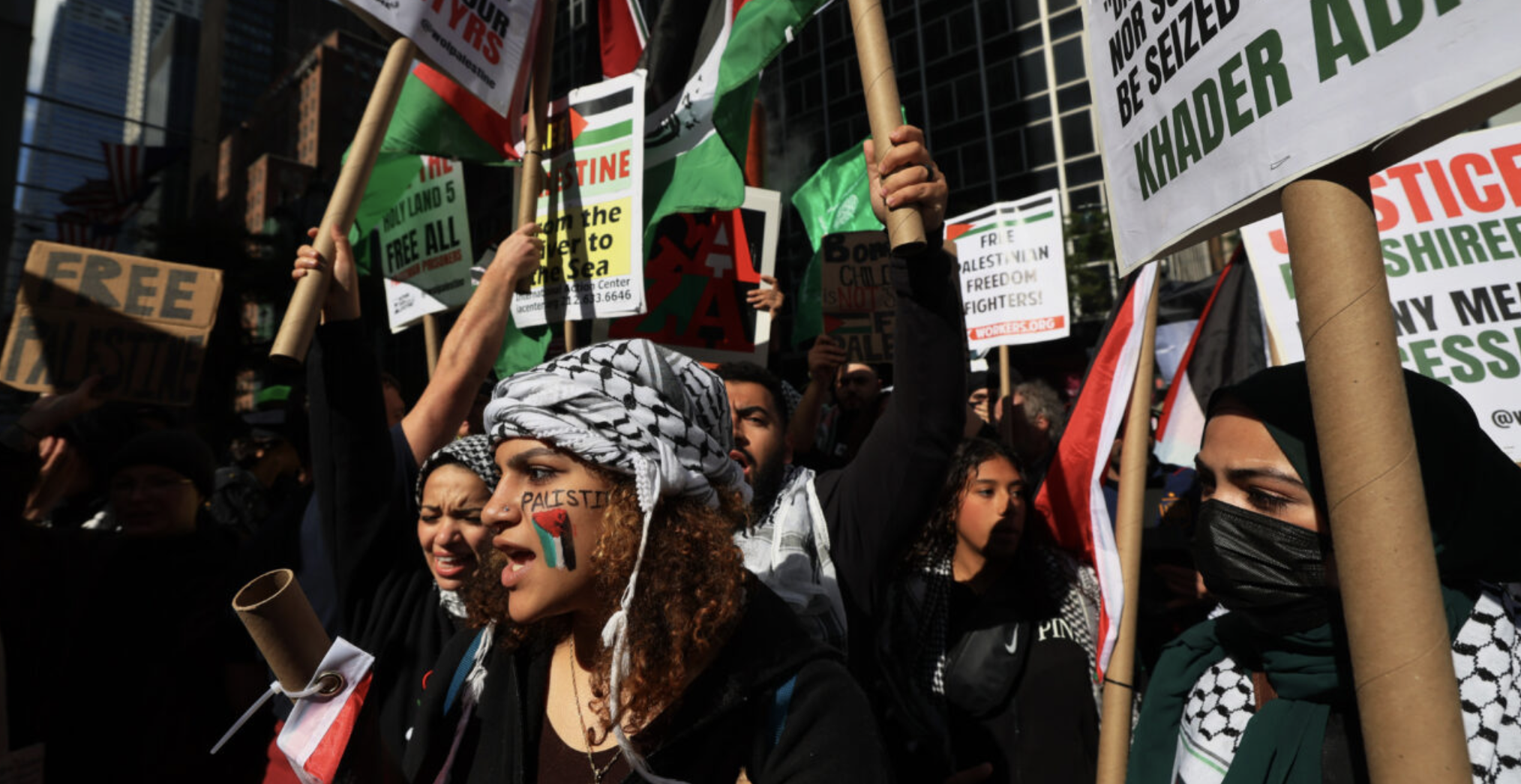 Pro palestinian group protesting against israel