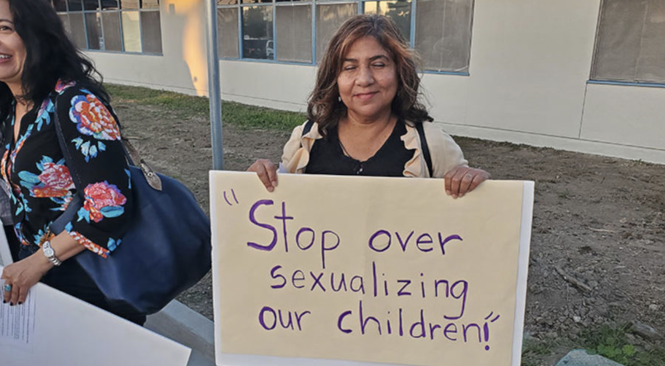 Parents protesting sexualizing children